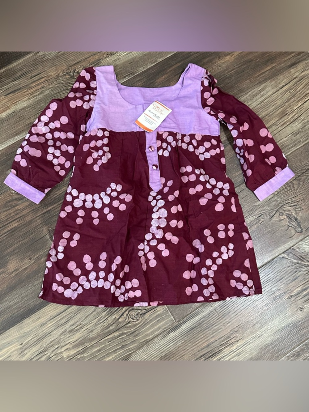 Global Mamas handmade collection girls dress 6 NWT sunburst mauve Ghana
